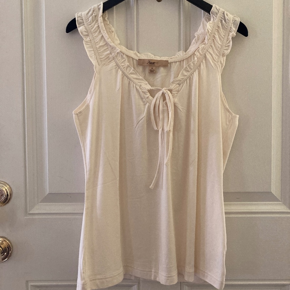 FINAL SALE! Motto Sleeveless Shirred Keyhole Top/Ivory/Size M/NEW/PRICE FIRM!
